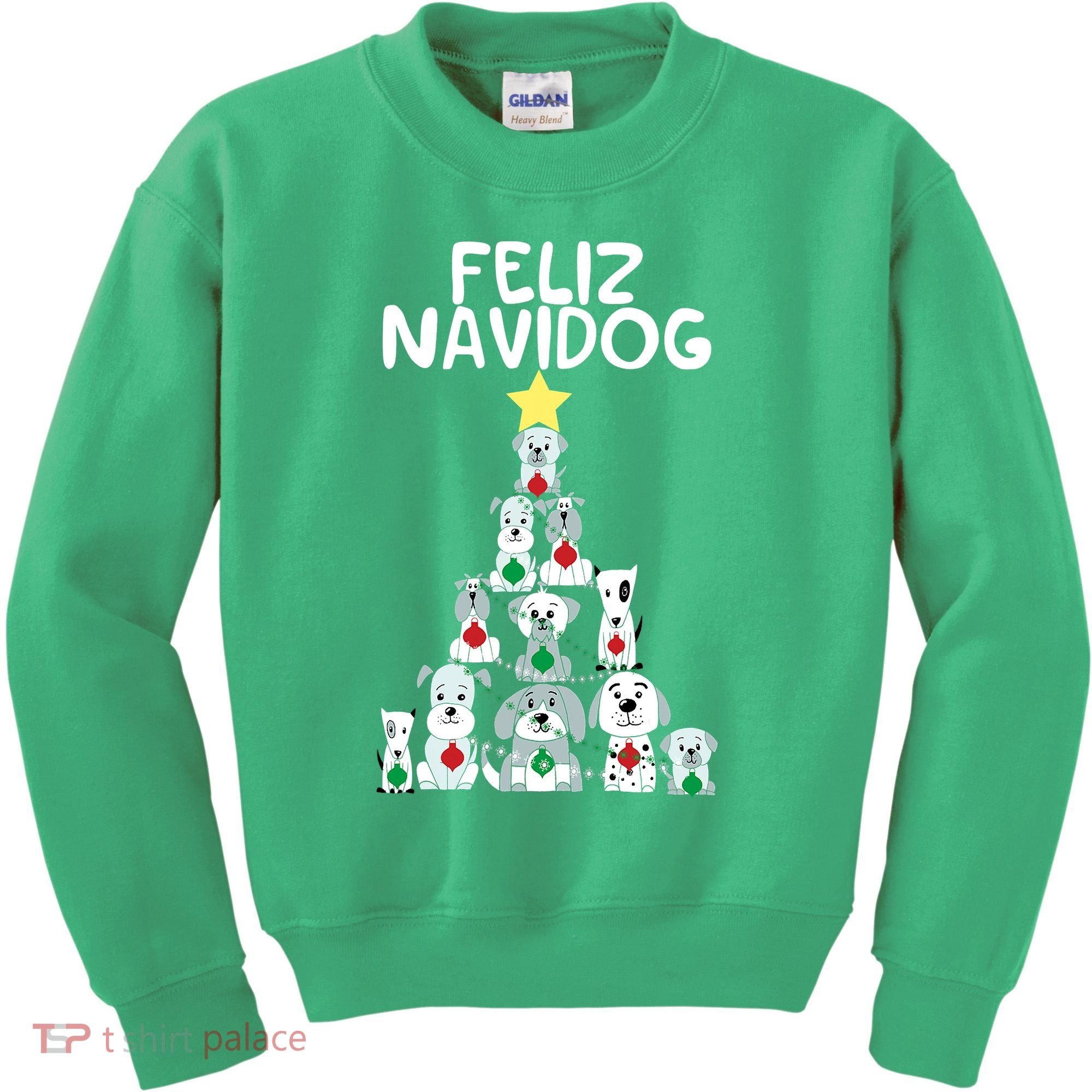 Feliz Navidog Christmas Dog Funny Cute Xmas Tree Kids Sweatshirt
