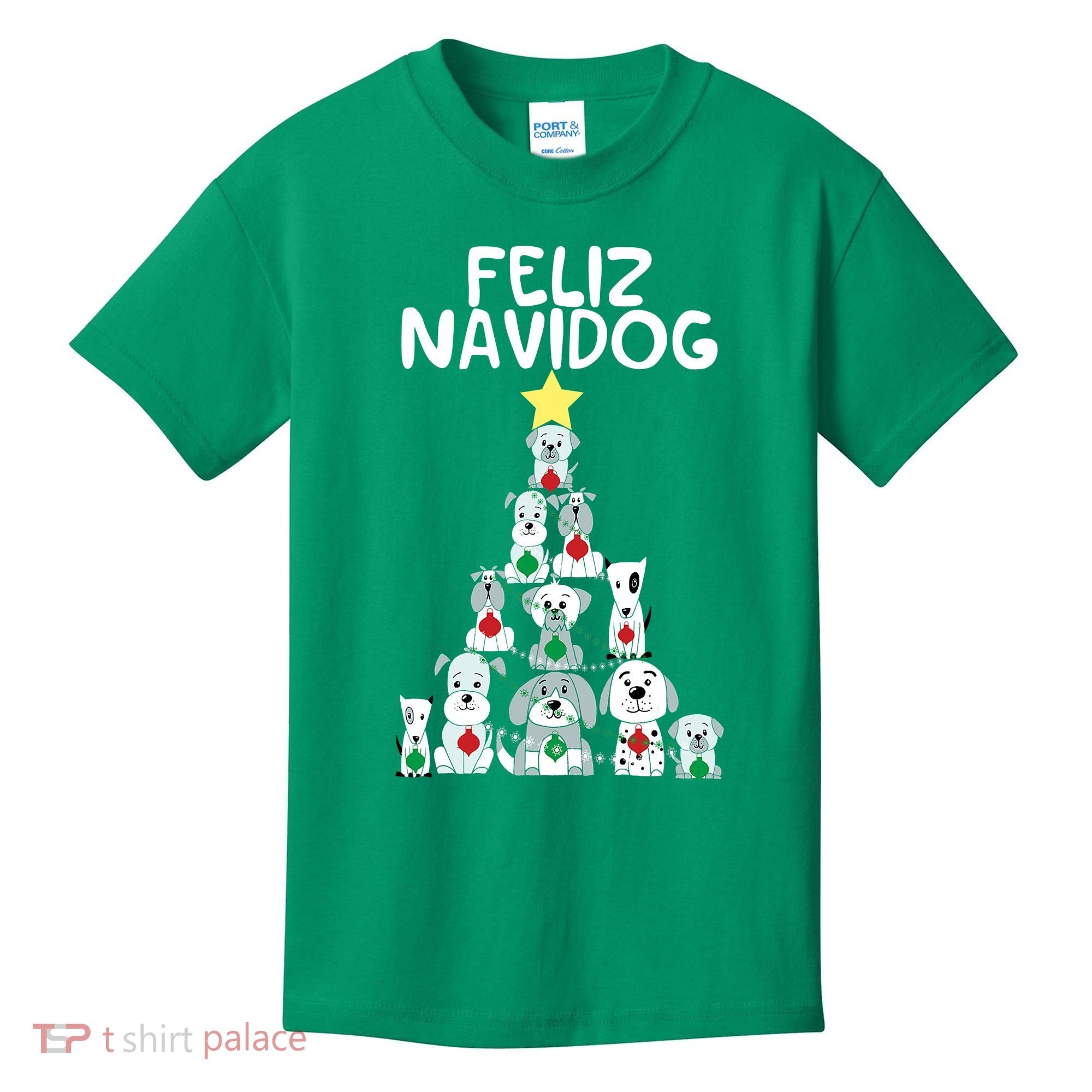 Feliz Navidog Christmas Dog Funny Cute Xmas Tree Kids T-Shirt
