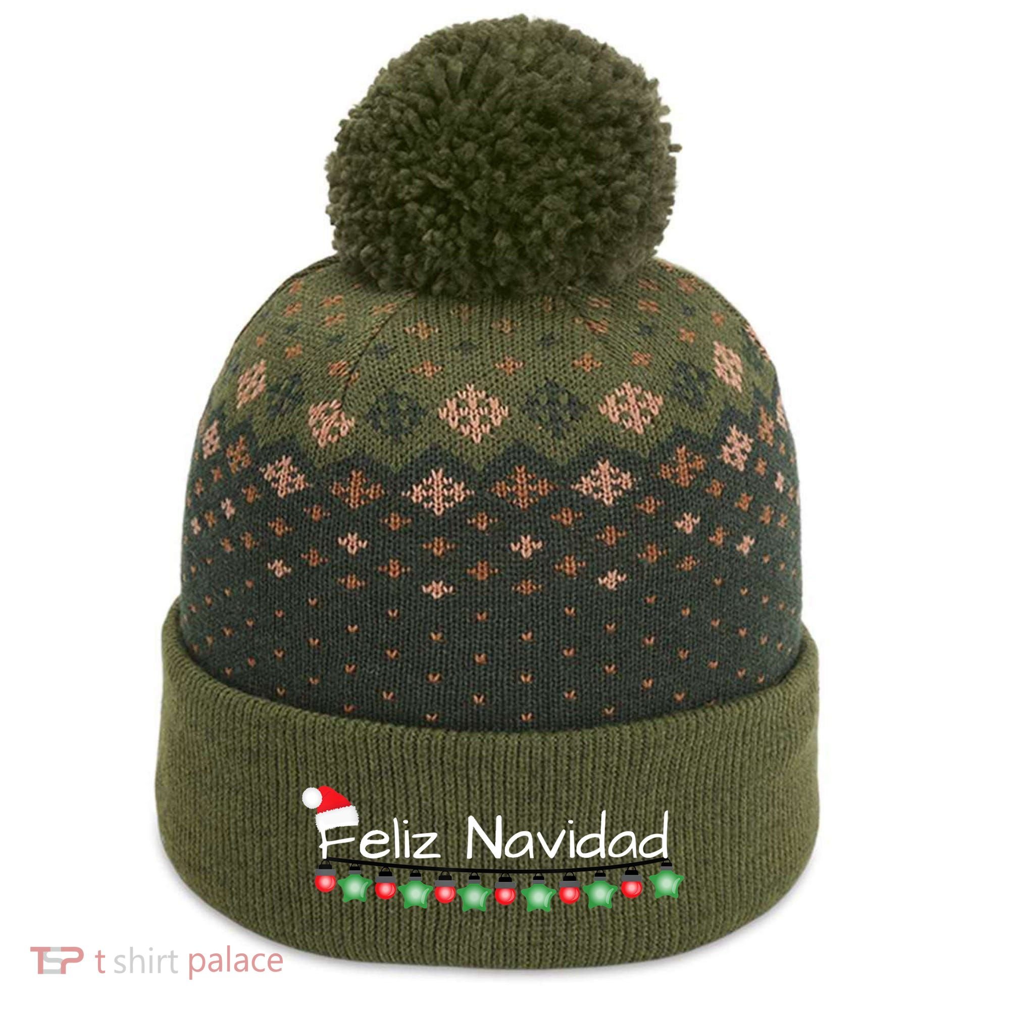 Feliz Navidad Christmas TShirt The Baniff Cuffed Pom Beanie