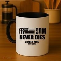Freedom Never Dies Charlie Kirk 1993-2025 Coffee Mug thumb 4