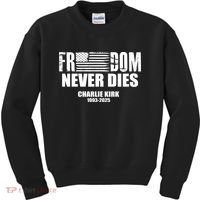 Freedom Never Dies Charlie Kirk 1993-2025 Kids Sweatshirt thumb 0