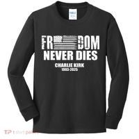 Freedom Never Dies Charlie Kirk 1993-2025 Kids Long Sleeve Shirt thumb 0