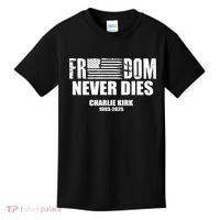 Freedom Never Dies Charlie Kirk 1993-2025 Kids T-Shirt thumb 0