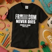 Freedom Never Dies Charlie Kirk 1993-2025 Kids T-Shirt thumb 3