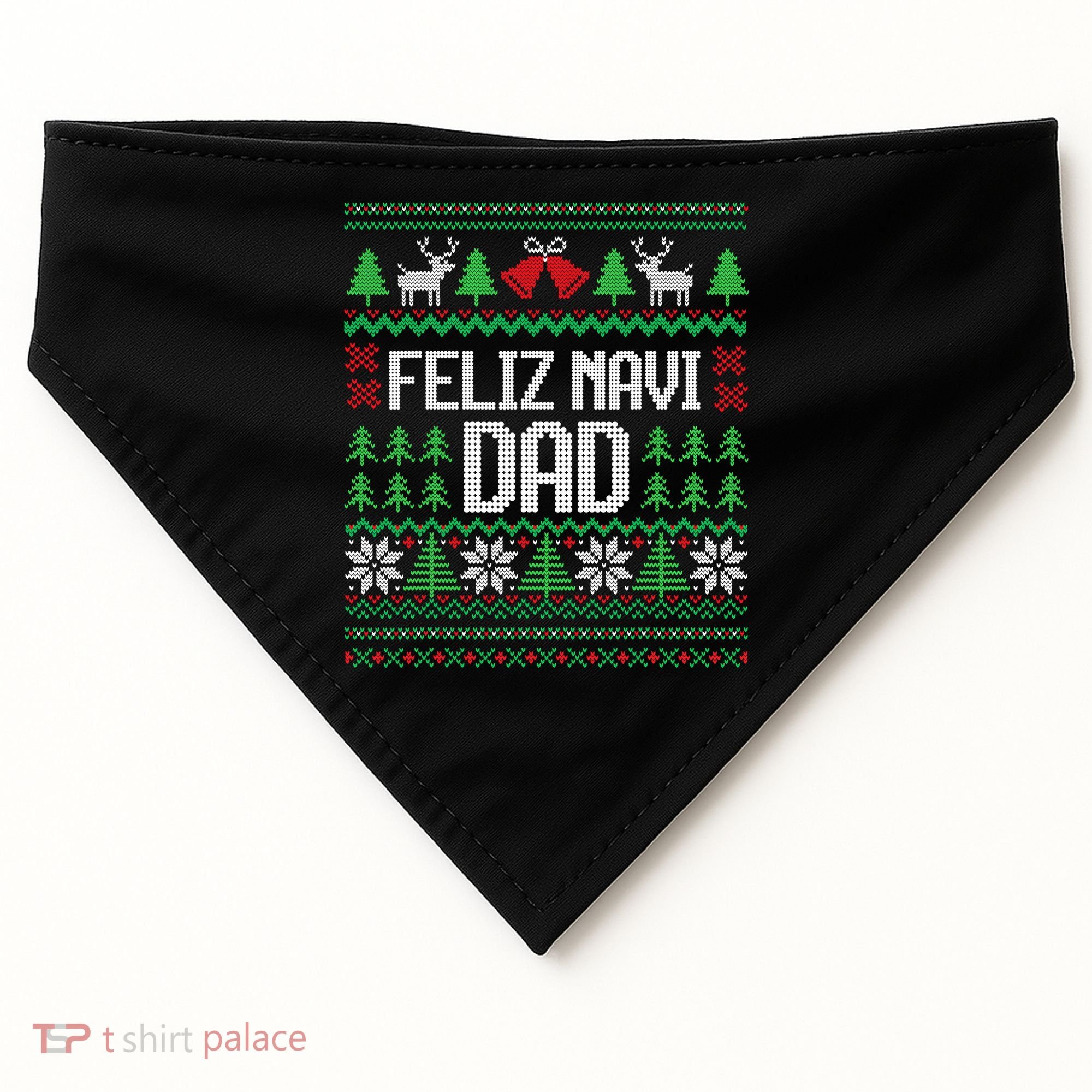 Feliz Navi Dad Funny Ugly Sweater for Christmas USA-Made Doggie Bandana