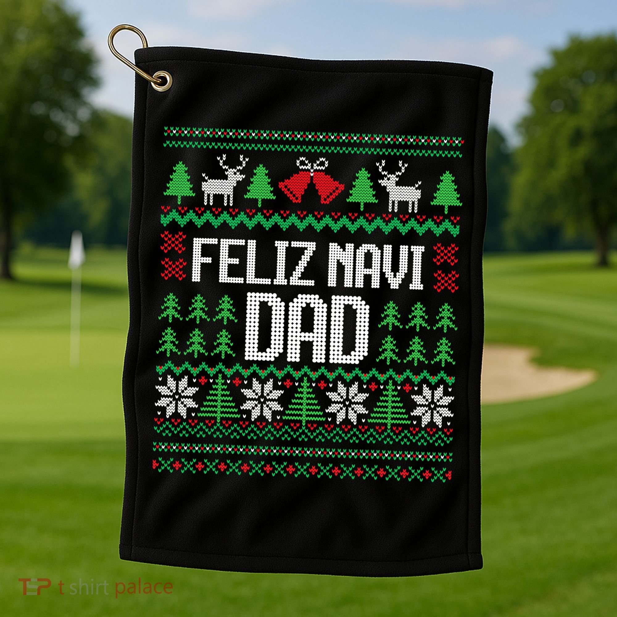 Feliz Navi Dad Funny Ugly Sweater for Christmas Golf Towel