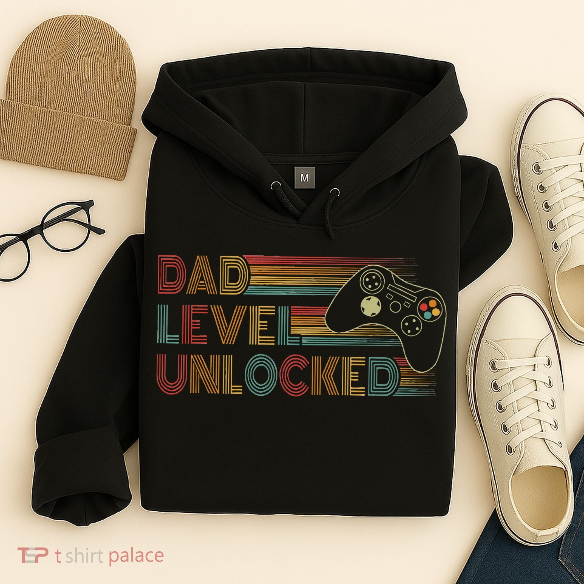 Funny New Dad Dad Level Unlocked Gaming Hoodie