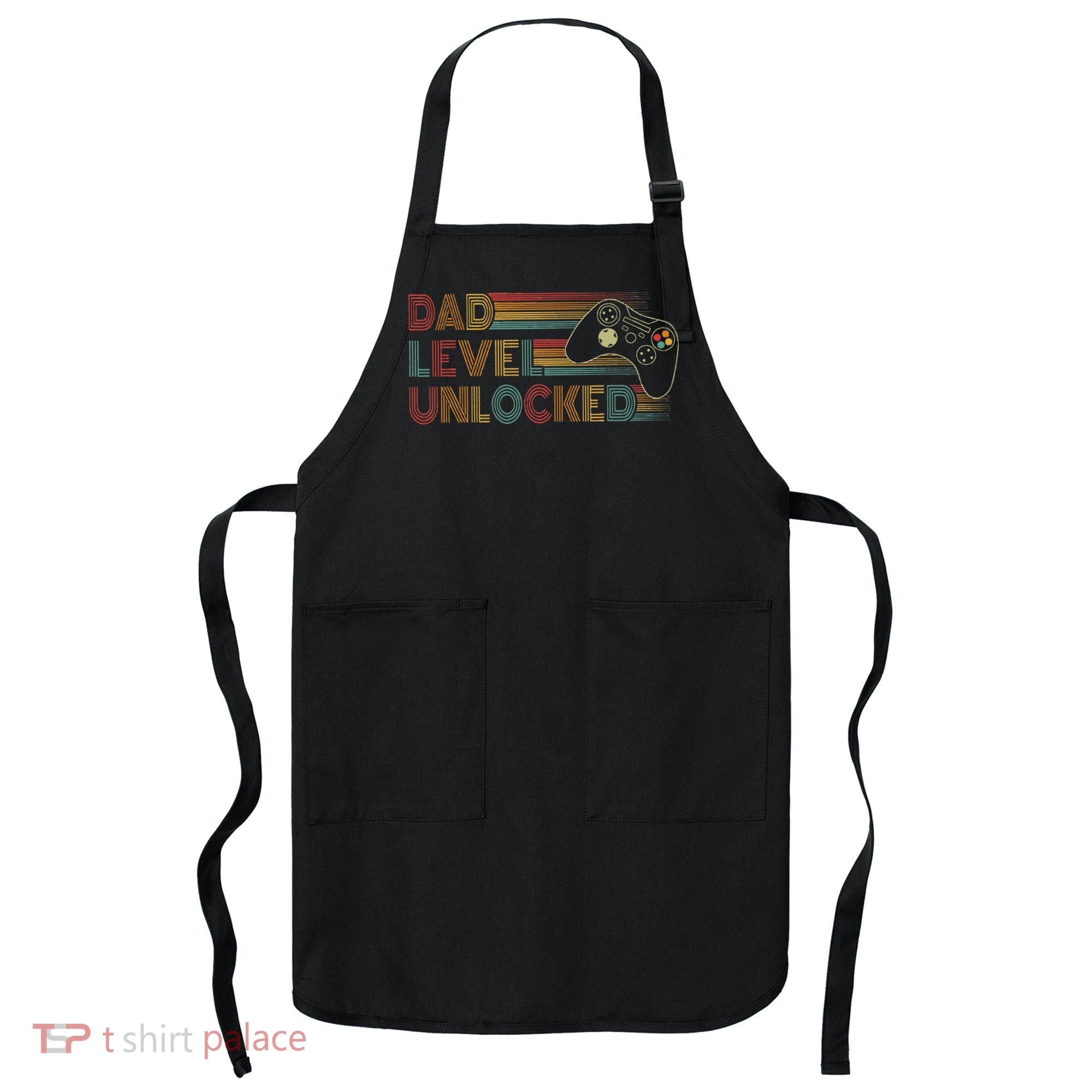Funny New Dad Dad Level Unlocked Gaming Apron