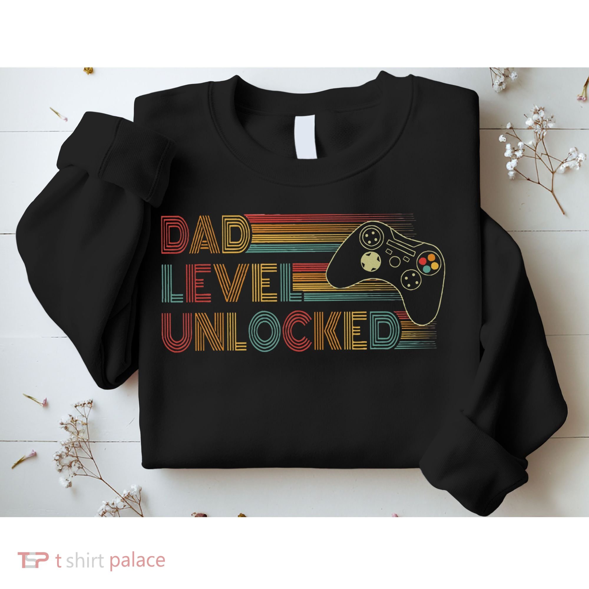Funny New Dad Dad Level Unlocked Gaming Sweatshirt