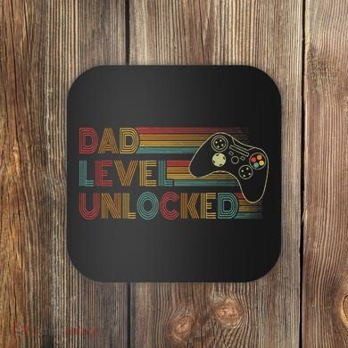 Funny New Dad Dad Level Unlocked Gaming Coaster