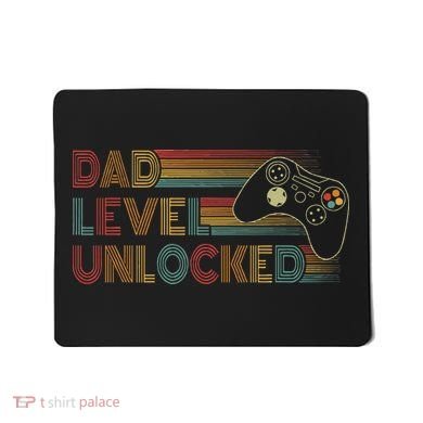 Funny New Dad Dad Level Unlocked Gaming Mousepad