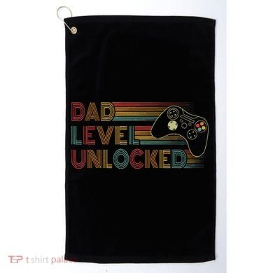 Funny New Dad Dad Level Unlocked Gaming Golf Towel