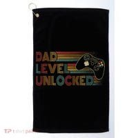 Funny New Dad Dad Level Unlocked Gaming Golf Towel thumb 0