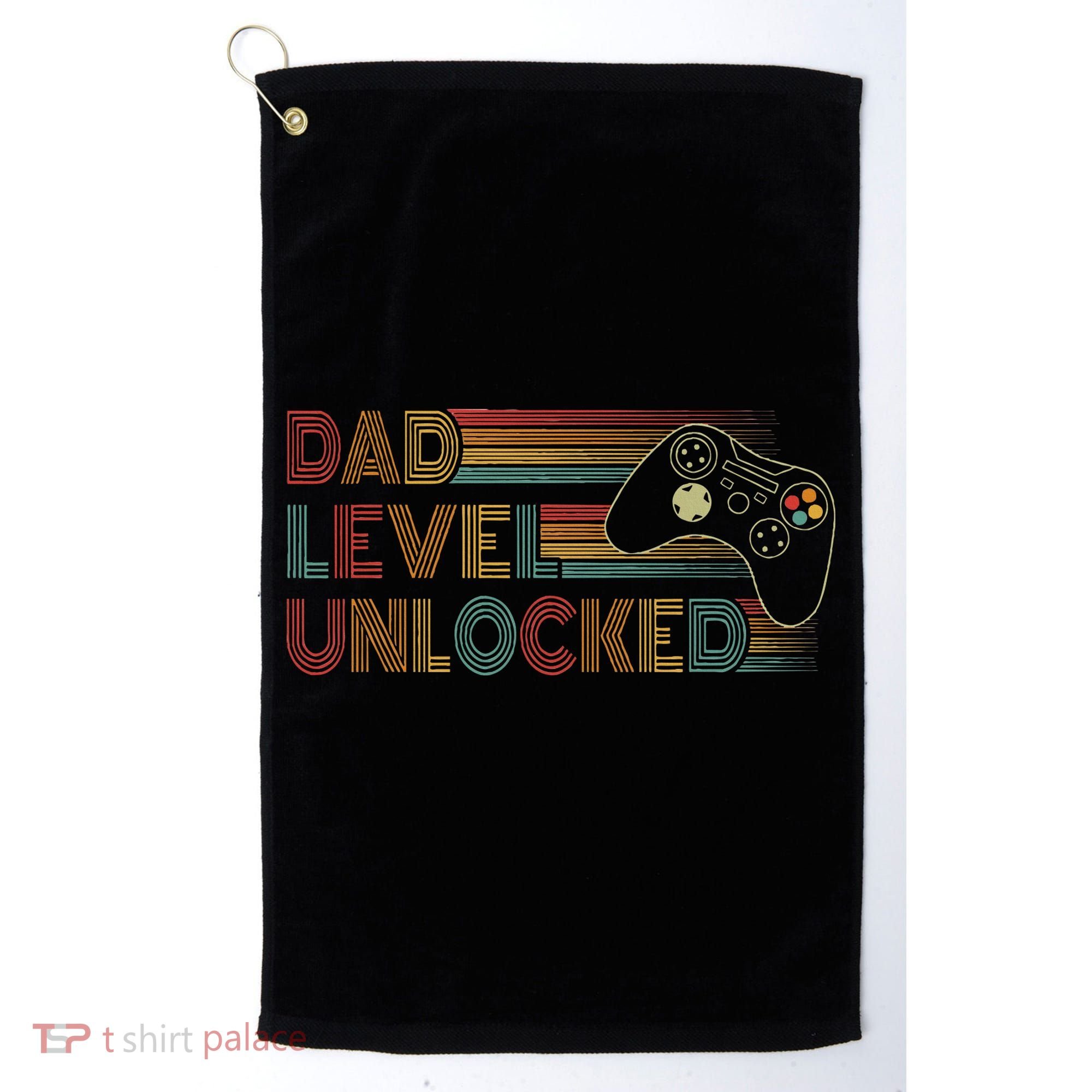 Funny New Dad Dad Level Unlocked Gaming Golf Towel