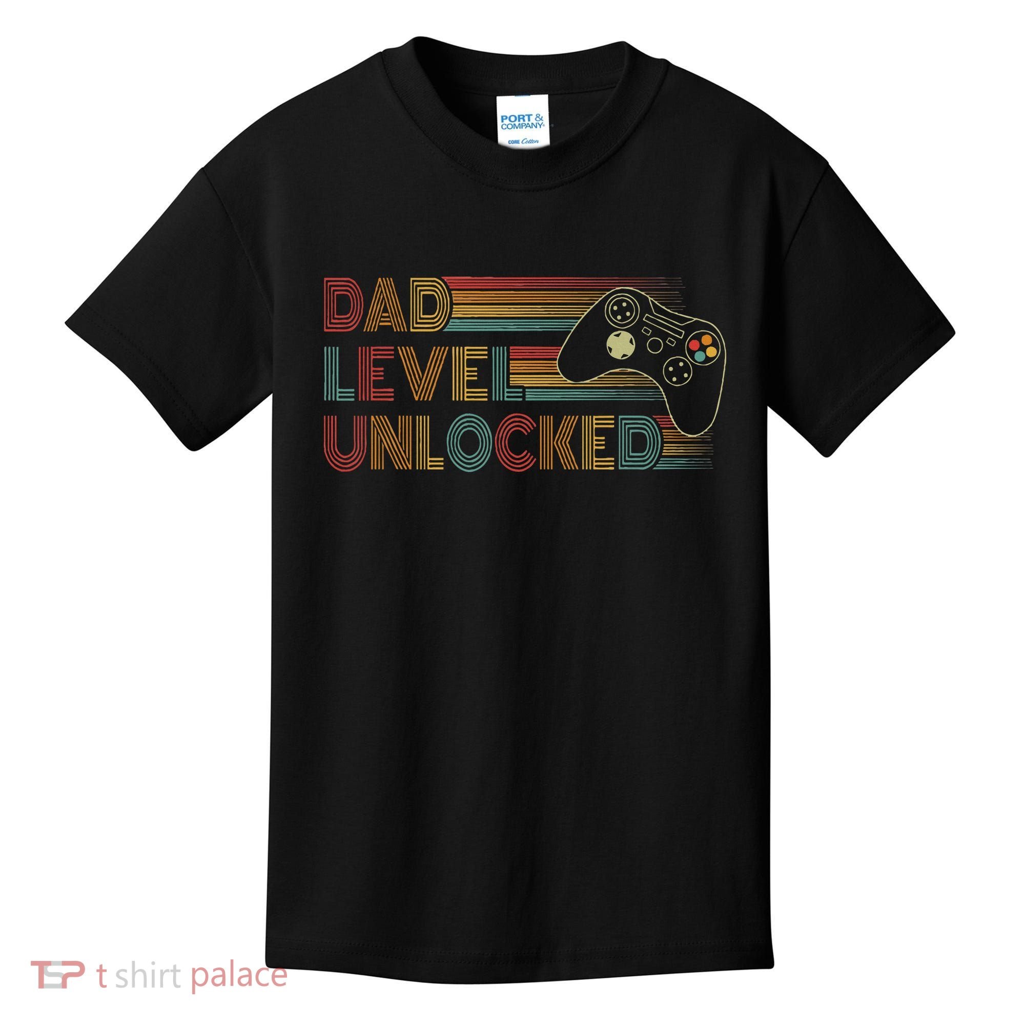 Funny New Dad Dad Level Unlocked Gaming Kids T-Shirt