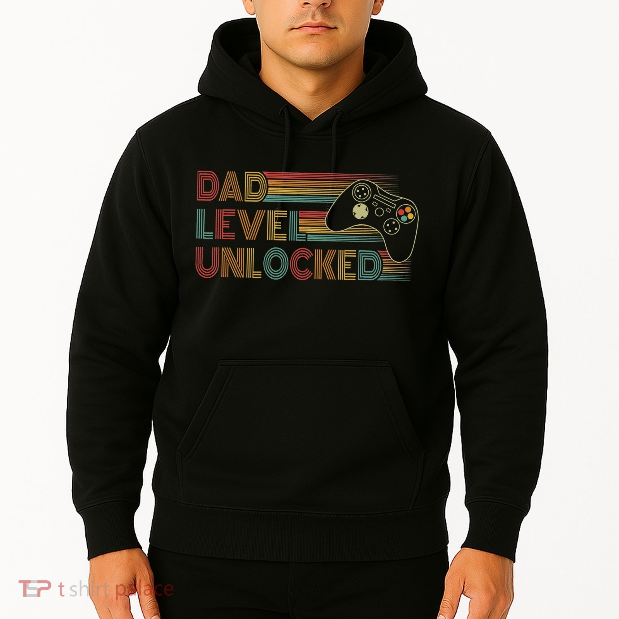 Funny New Dad Dad Level Unlocked Gaming Gamer Dad Hoodie