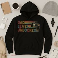 Funny New Dad Dad Level Unlocked Gaming Gamer Dad Hoodie thumb 3