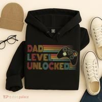Funny New Dad Dad Level Unlocked Gaming Gamer Dad Hoodie thumb 4