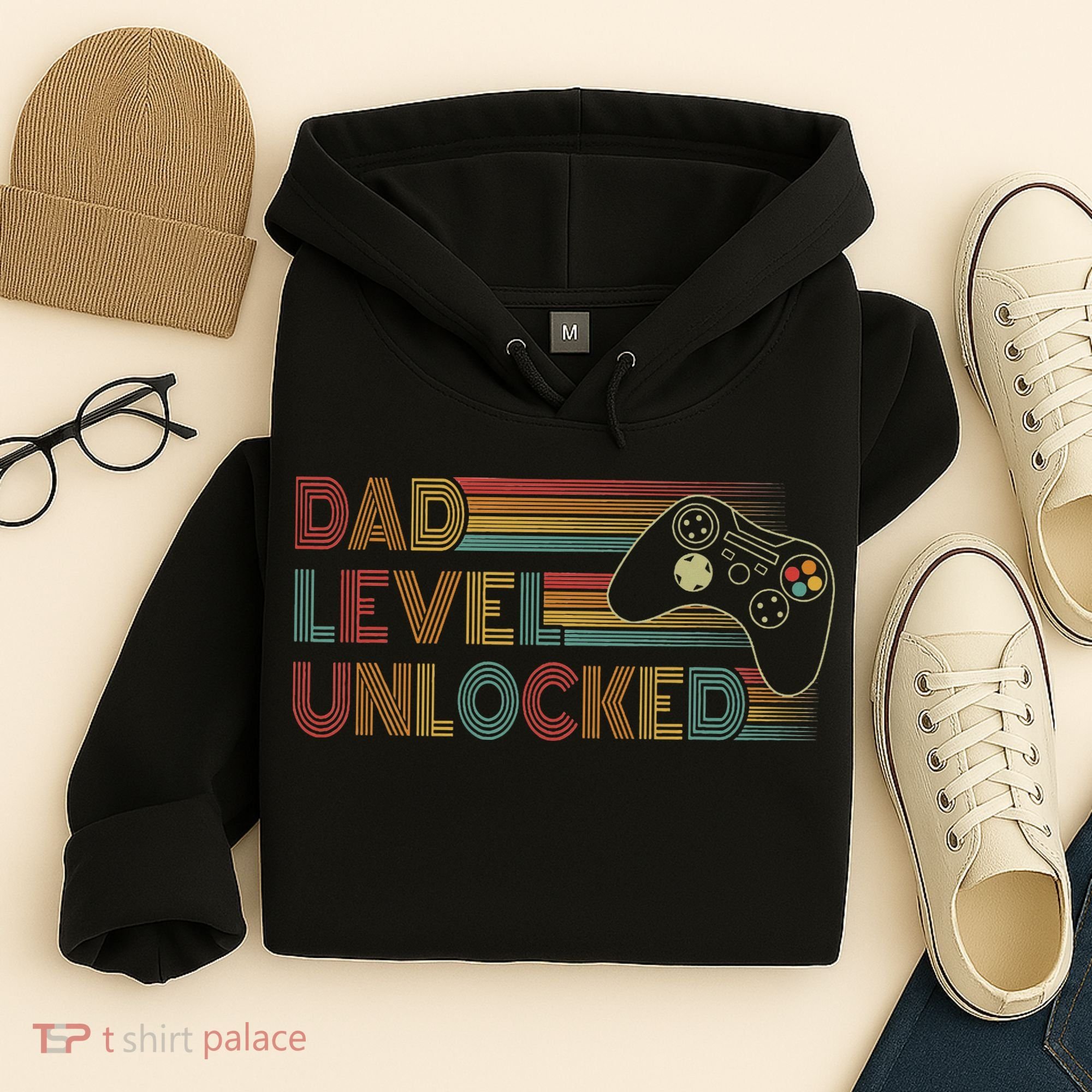 Funny New Dad Dad Level Unlocked Gaming Gamer Dad Hoodie