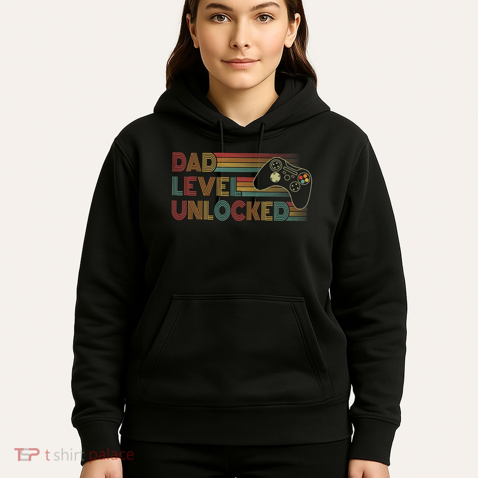 Funny New Dad Dad Level Unlocked Gaming Gamer Dad Hoodie