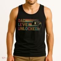 Funny New Dad Dad Level Unlocked Gaming Gamer Dad Tank Top thumb 3