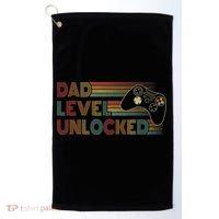 Funny New Dad Dad Level Unlocked Gaming Gamer Dad Golf Towel thumb 0