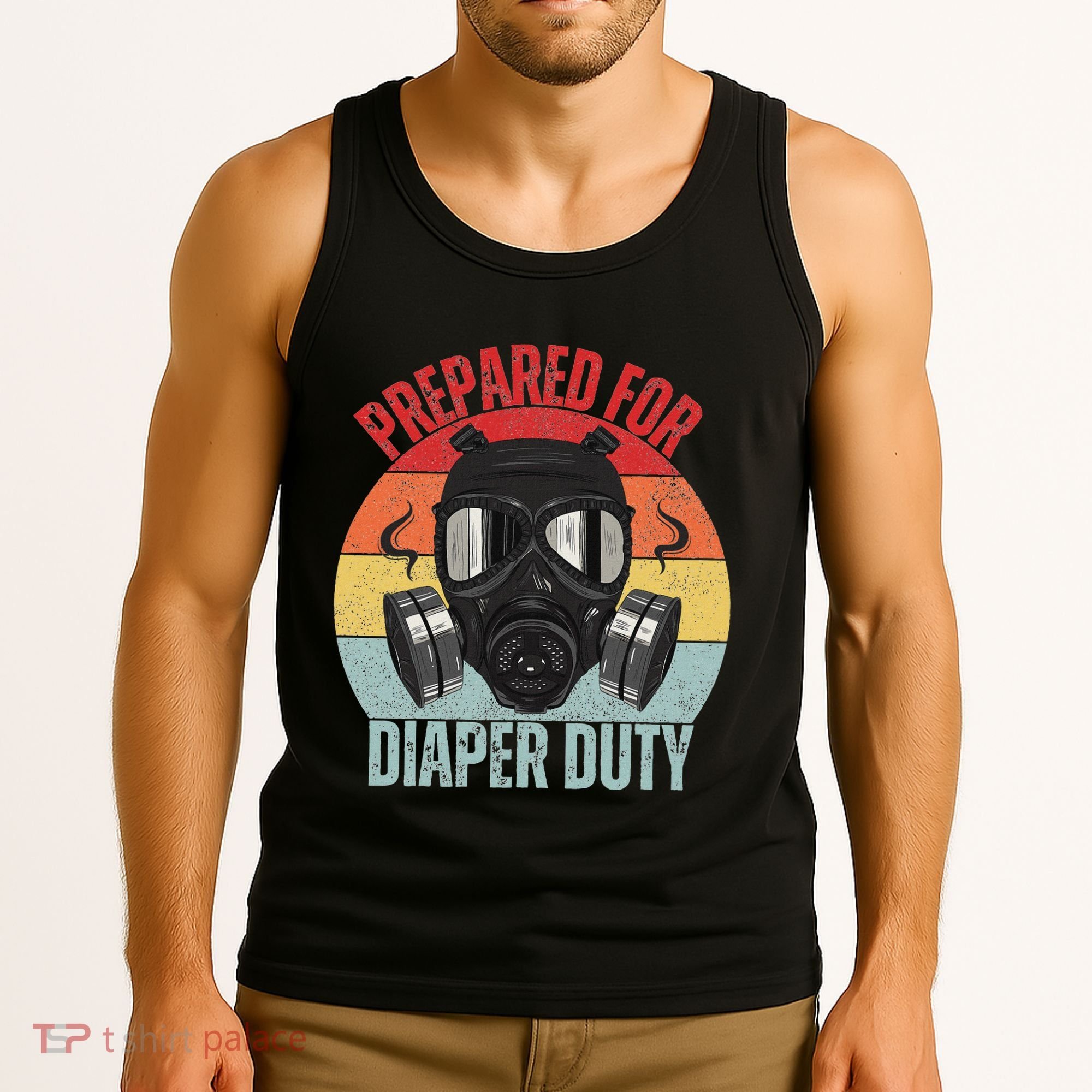Funny New Dad Prepared For Diaper Duty Daddy Diaper Duty Tank Top