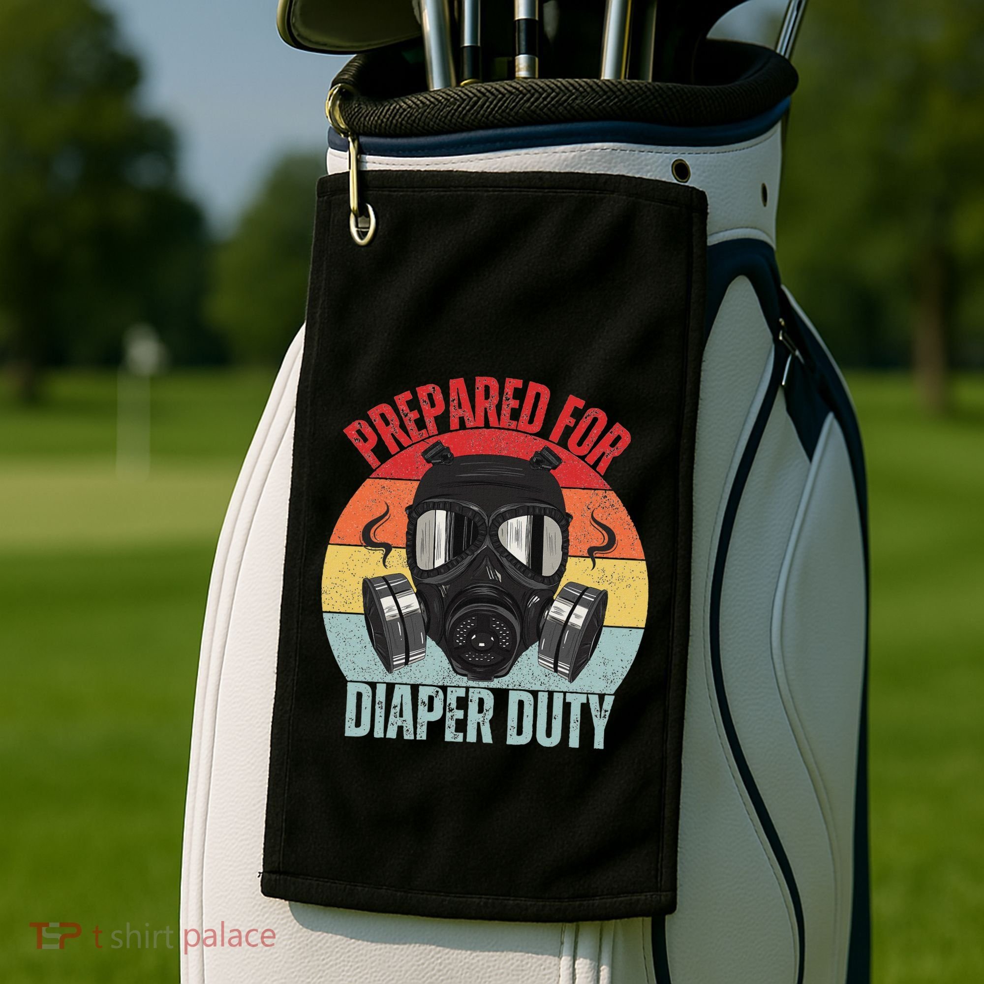 Funny New Dad Prepared For Diaper Duty Daddy Diaper Duty Golf Towel