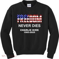 Freedom Never Dies Charlie Kirk Kids Sweatshirt thumb 0