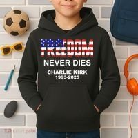 Freedom Never Dies Charlie Kirk Kids Hoodie thumb 2