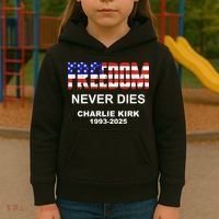 Freedom Never Dies Charlie Kirk Kids Hoodie thumb 3