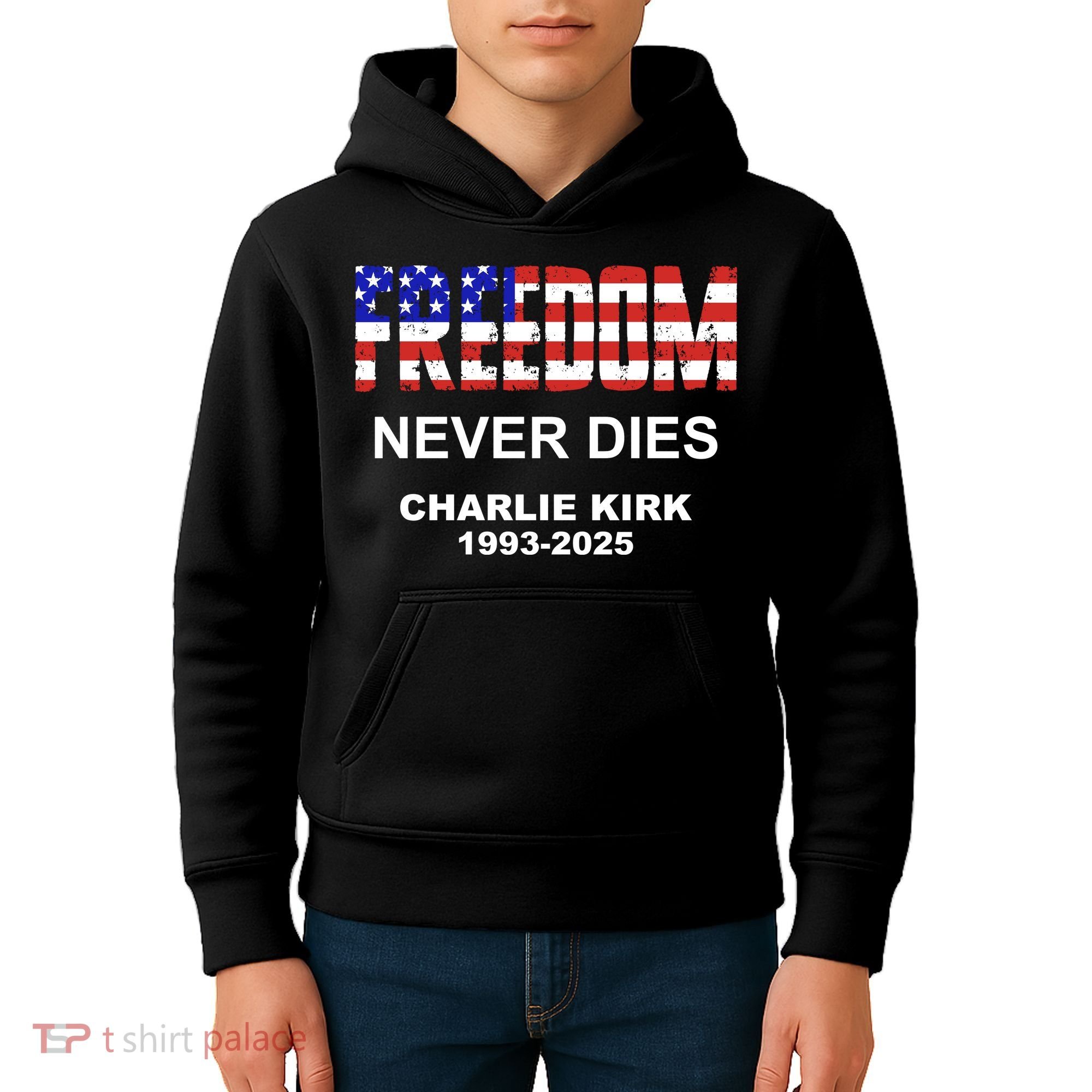 Freedom Never Dies Charlie Kirk Kids Hoodie