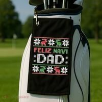 Feliz Navi Dad Navidad Funny Christmas Ugly Father Funny Gift Golf Towel thumb 2