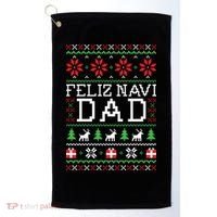Feliz Navi Dad Ugly Christmas Gift Golf Towel thumb 0