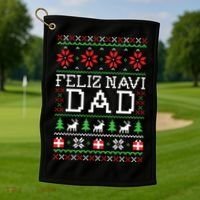 Feliz Navi Dad Ugly Christmas Gift Golf Towel thumb 1