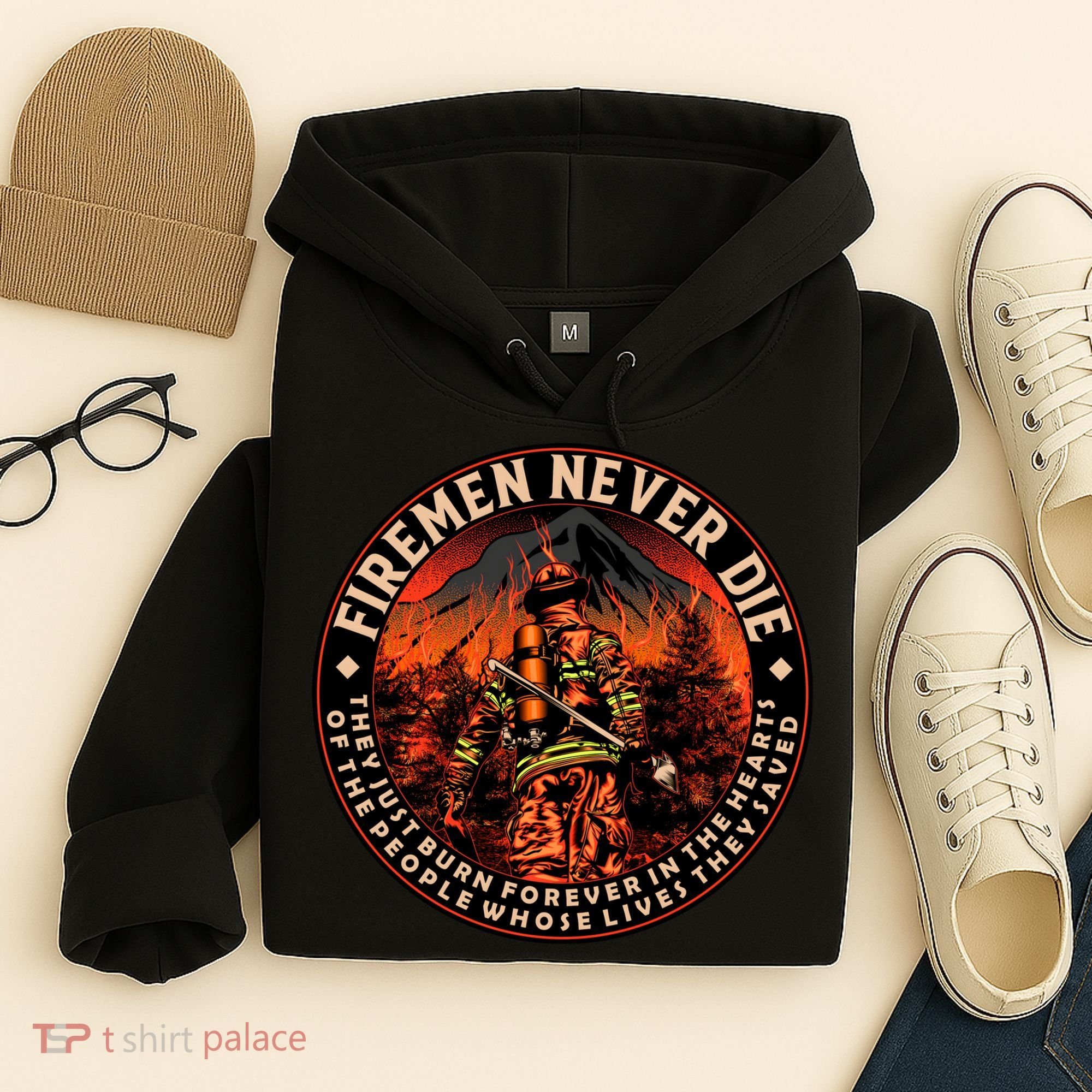 FIREMAN NEVER DIE QUOTES ILLUSTRATION Hoodie