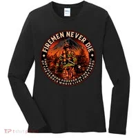 FIREMAN NEVER DIE QUOTES ILLUSTRATION Women's Long Sleeve Shirt thumb 0