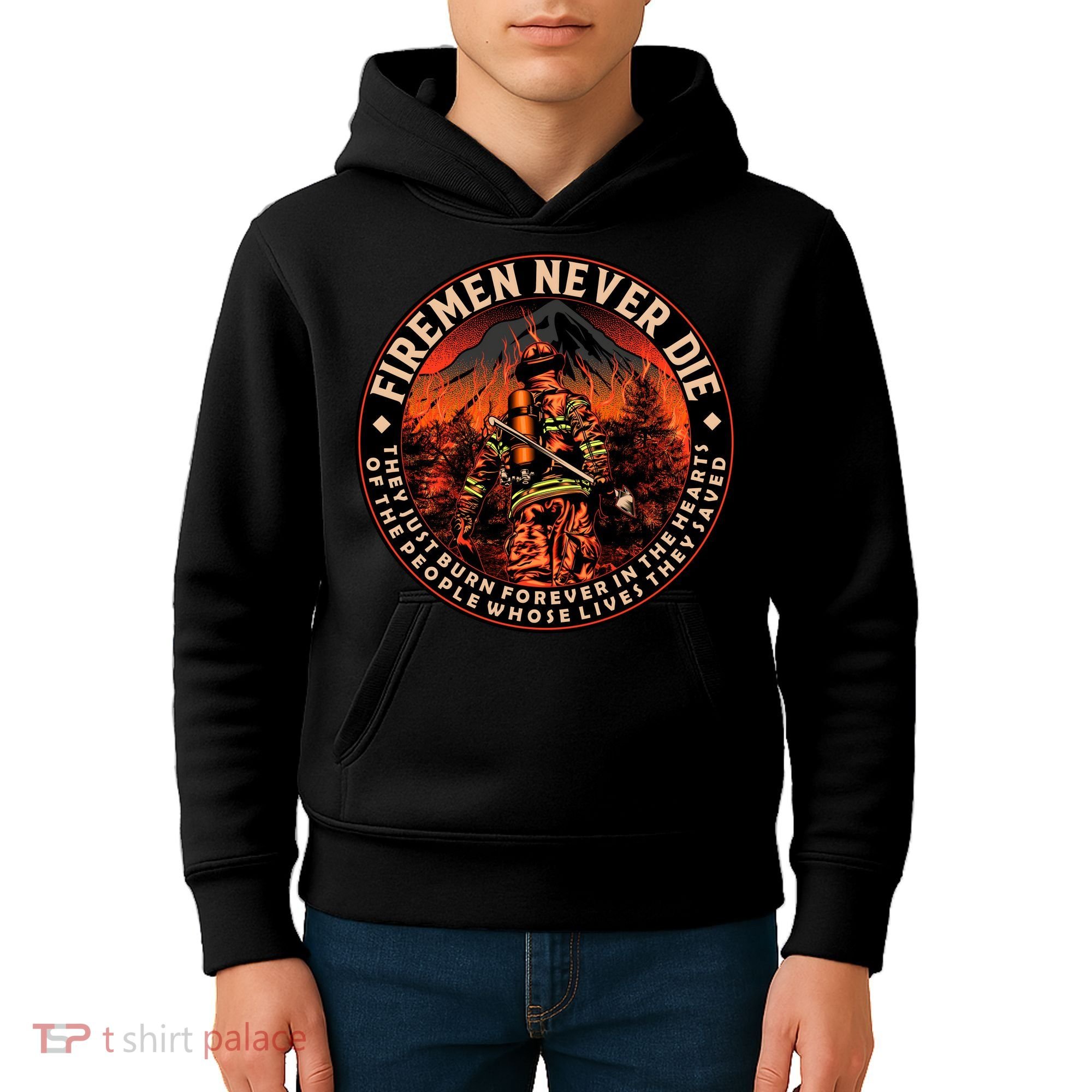 FIREMAN NEVER DIE QUOTES ILLUSTRATION Kids Hoodie
