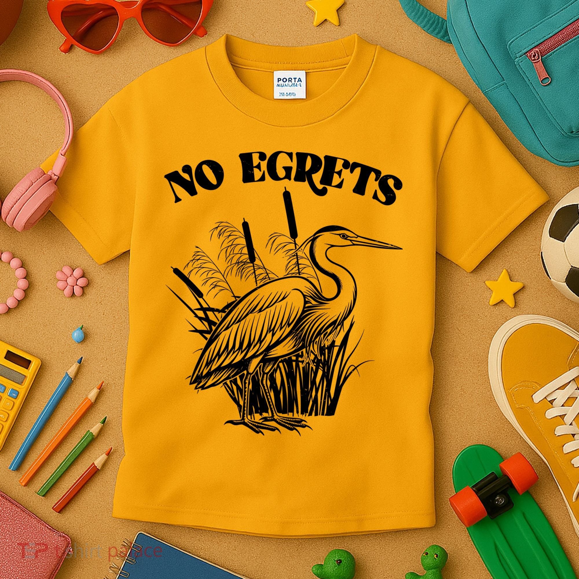 Funny No Egrets No Regrets Bird Pun Kids T-Shirt