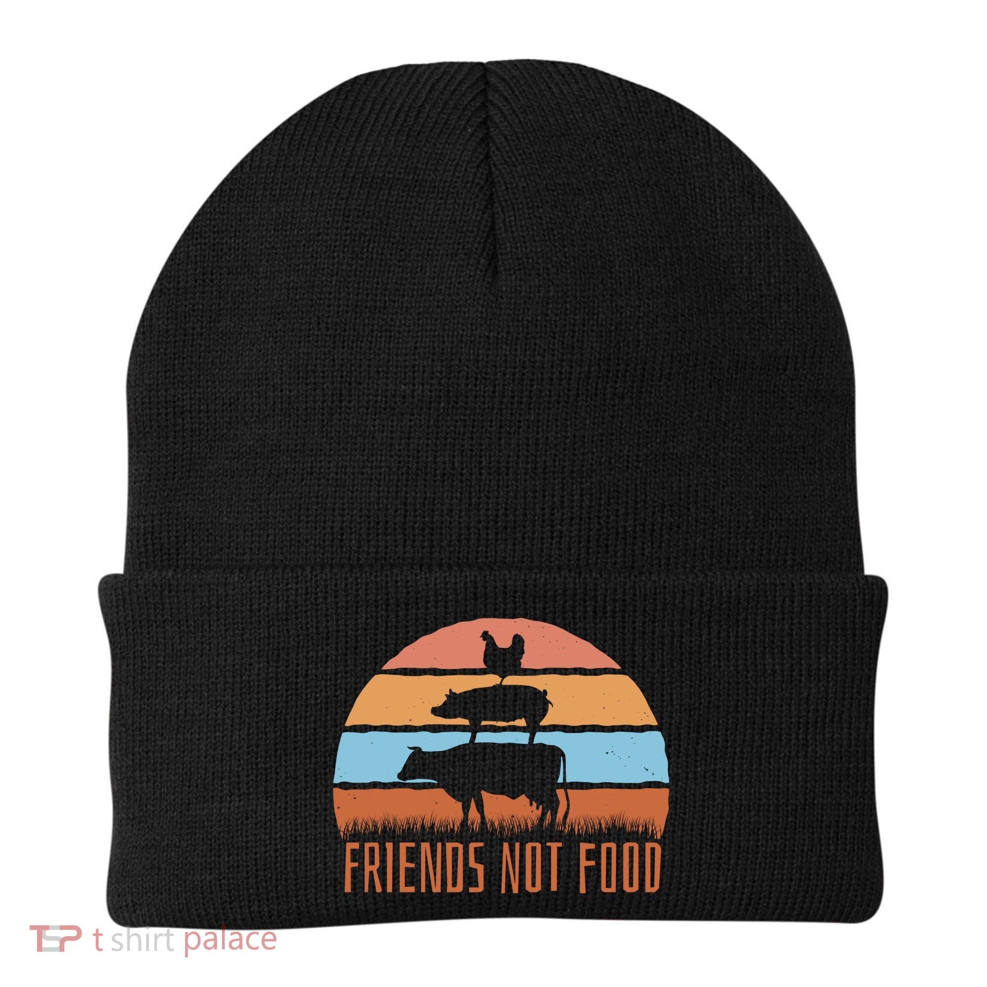 Friends Not Food Animal Lover Vegan Beanie