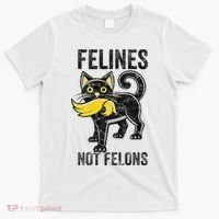 Felines Not Felons Anti Trump Cat Eating Trump Hair T-Shirt thumb 0