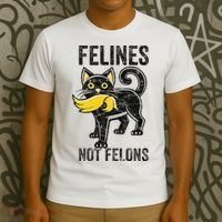 Felines Not Felons Anti Trump Cat Eating Trump Hair T-Shirt thumb 3