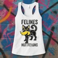 Felines Not Felons Anti Trump Cat Eating Trump Hair Women's Tank Top thumb 3