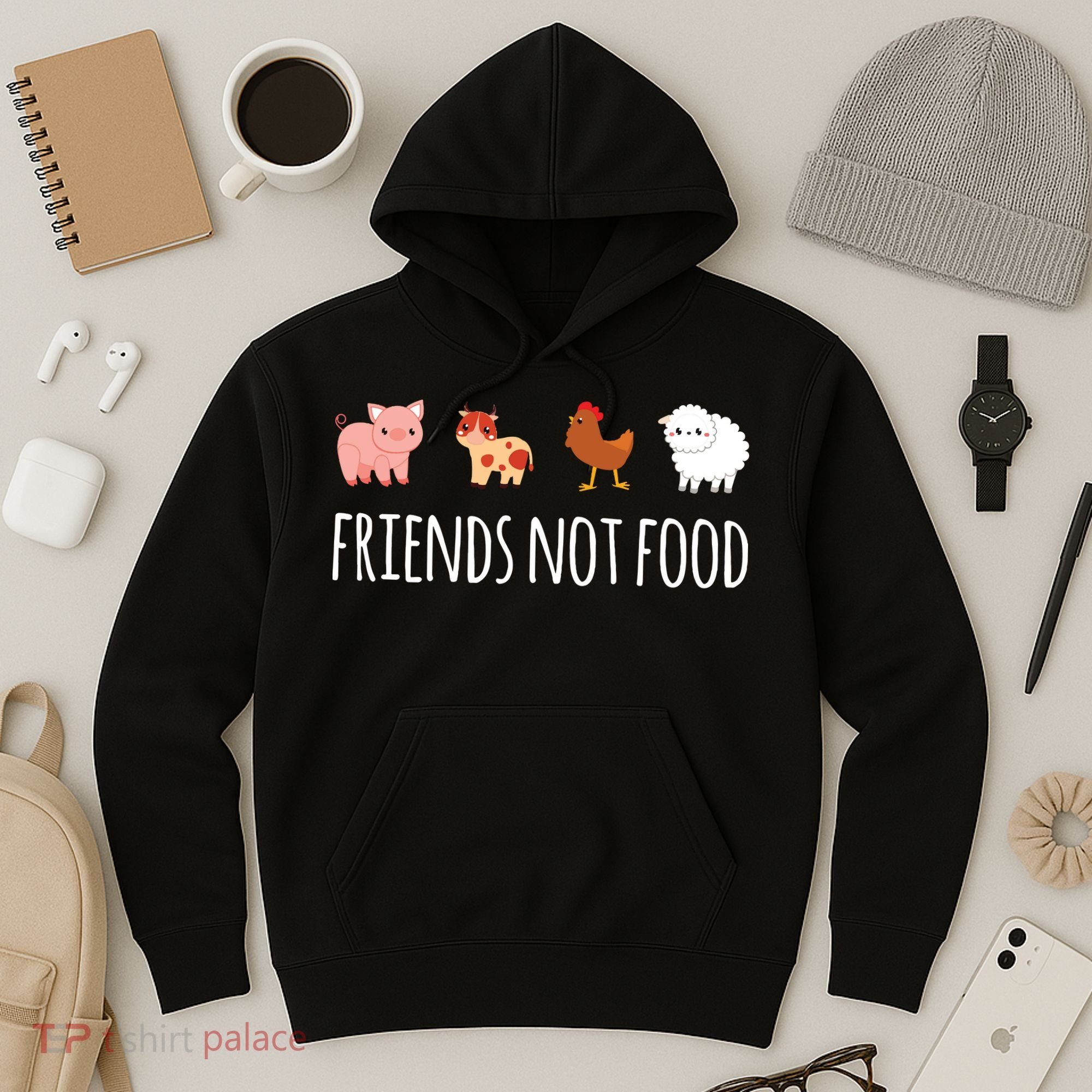 Friends Not Food Vegetarian Vegan Hoodie