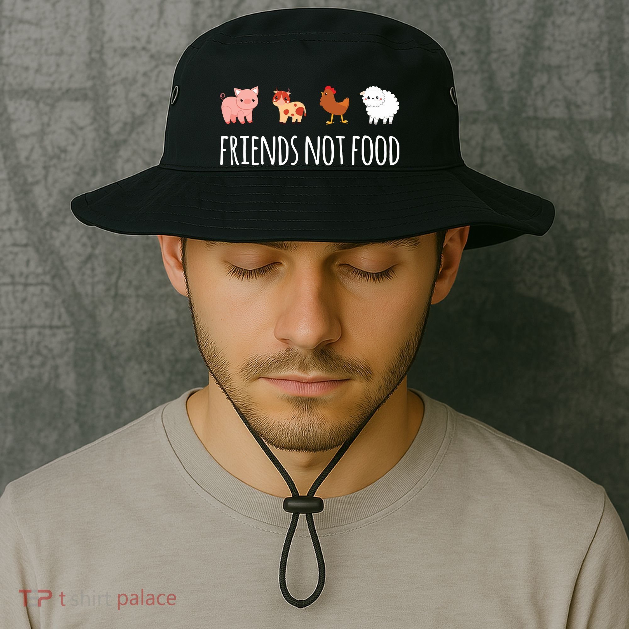 Friends Not Food Vegetarian Vegan Bucket Hat