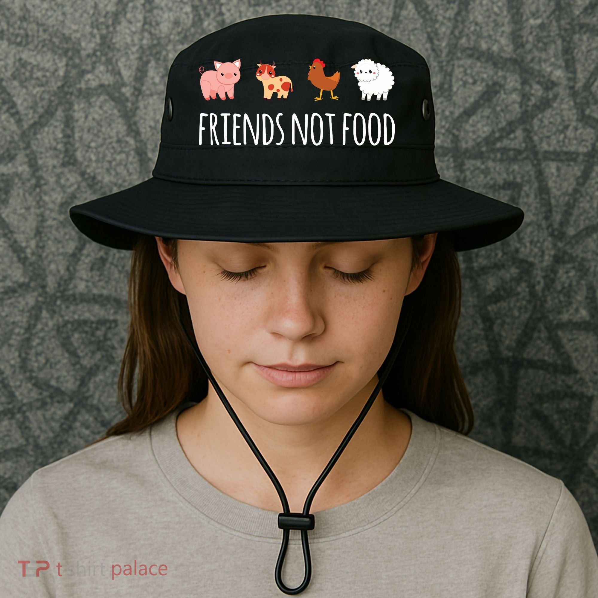 Friends Not Food Vegetarian Vegan Bucket Hat