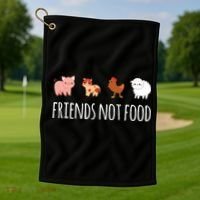 Friends Not Food Vegetarian Vegan Golf Towel thumb 1