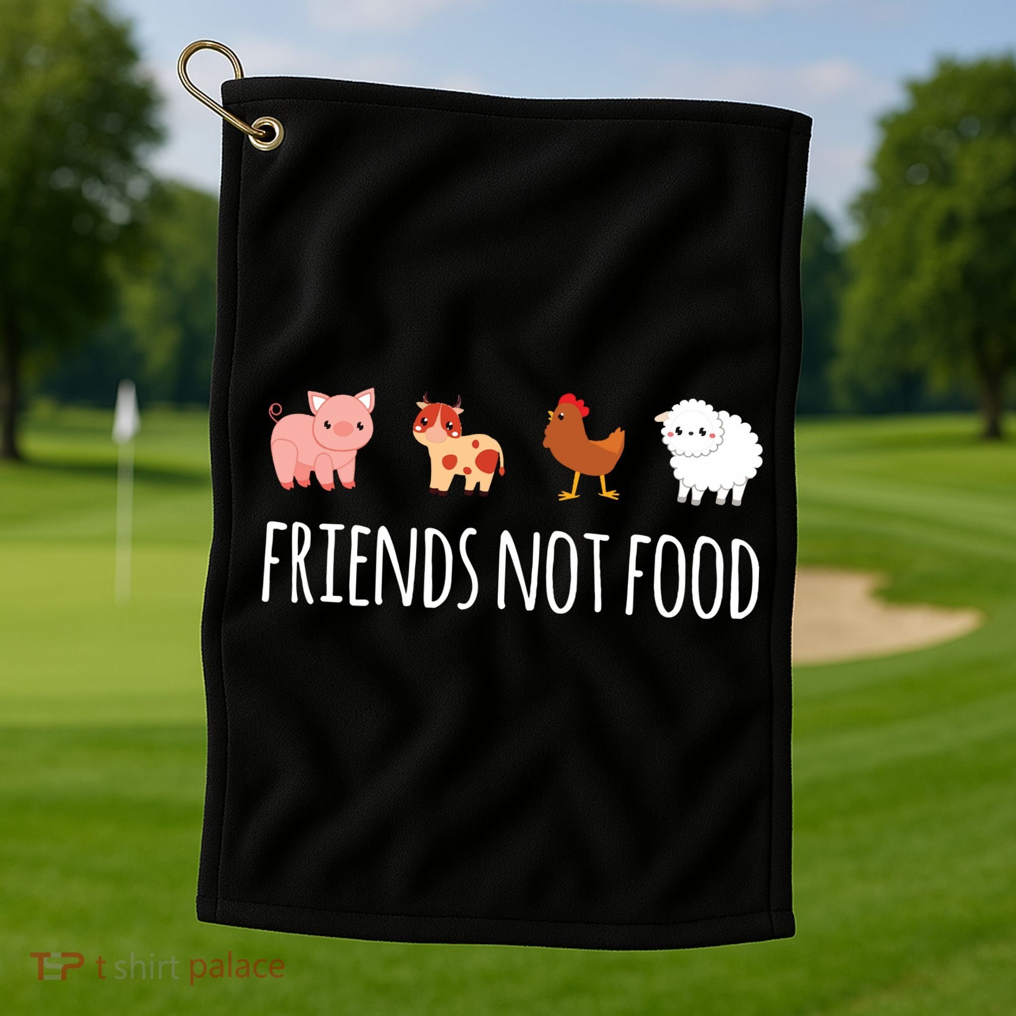 Friends Not Food Vegetarian Vegan Golf Towel