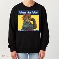 Felines Not Felons Childless Cat Lady Voting Kamala Harris Women's Sweatshirt thumb 0