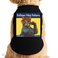 Felines Not Felons Childless Cat Lady Voting Kamala Harris Doggie Tank thumb 0